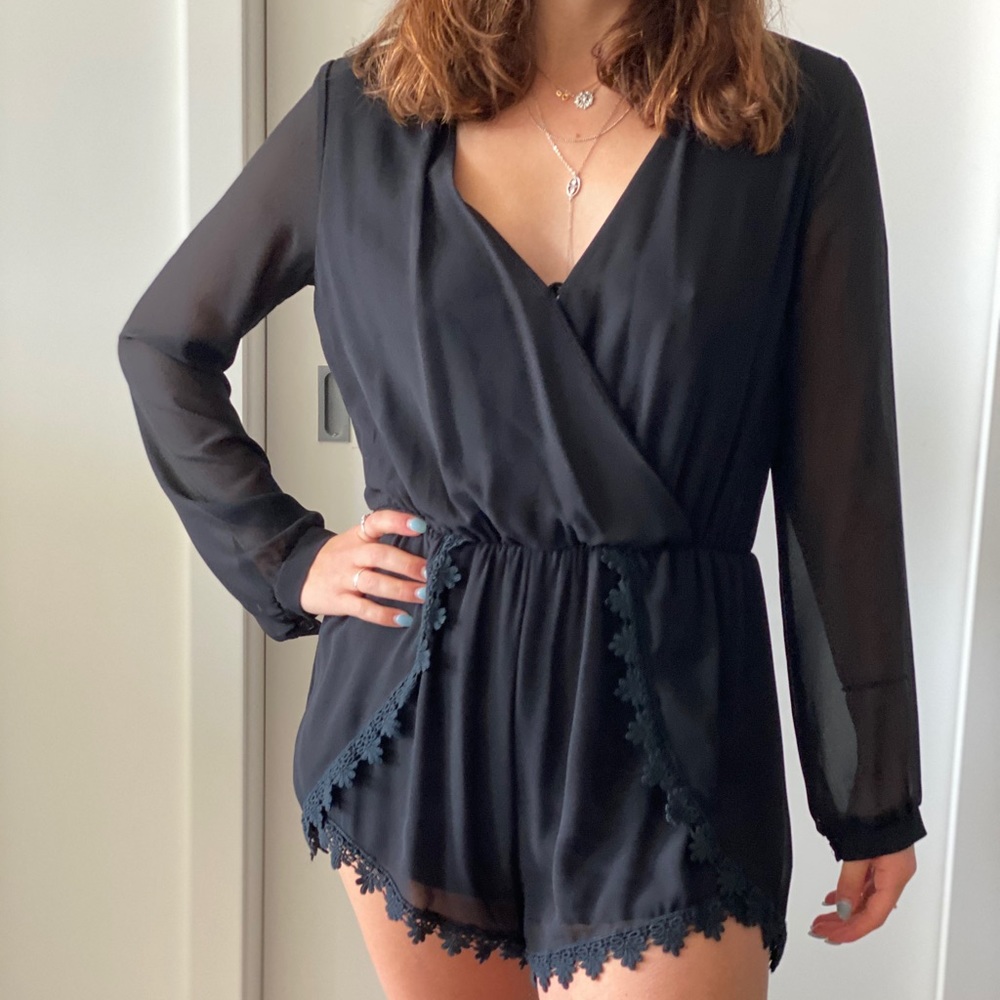 ASTR Sheer Black Romper